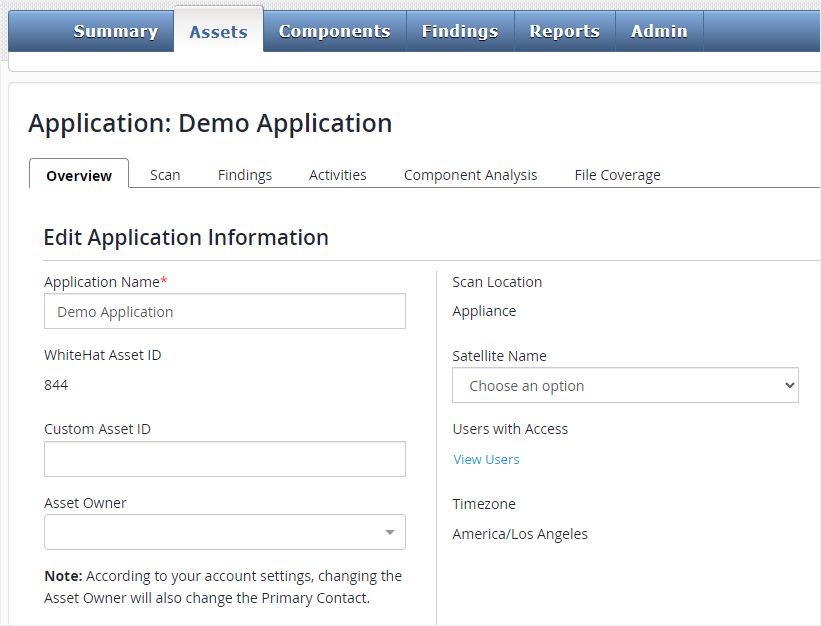 edit application information form