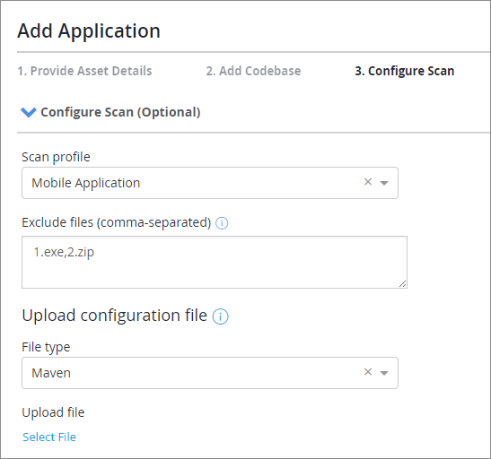 add application wizard 3 configure scan