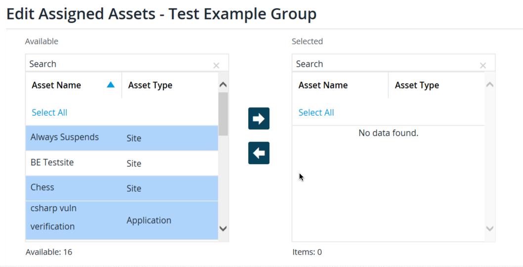 add group add assets select