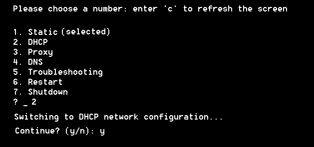 appliance admin change to dhcp