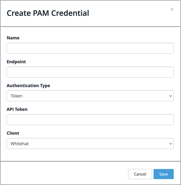 create pam credential dialog