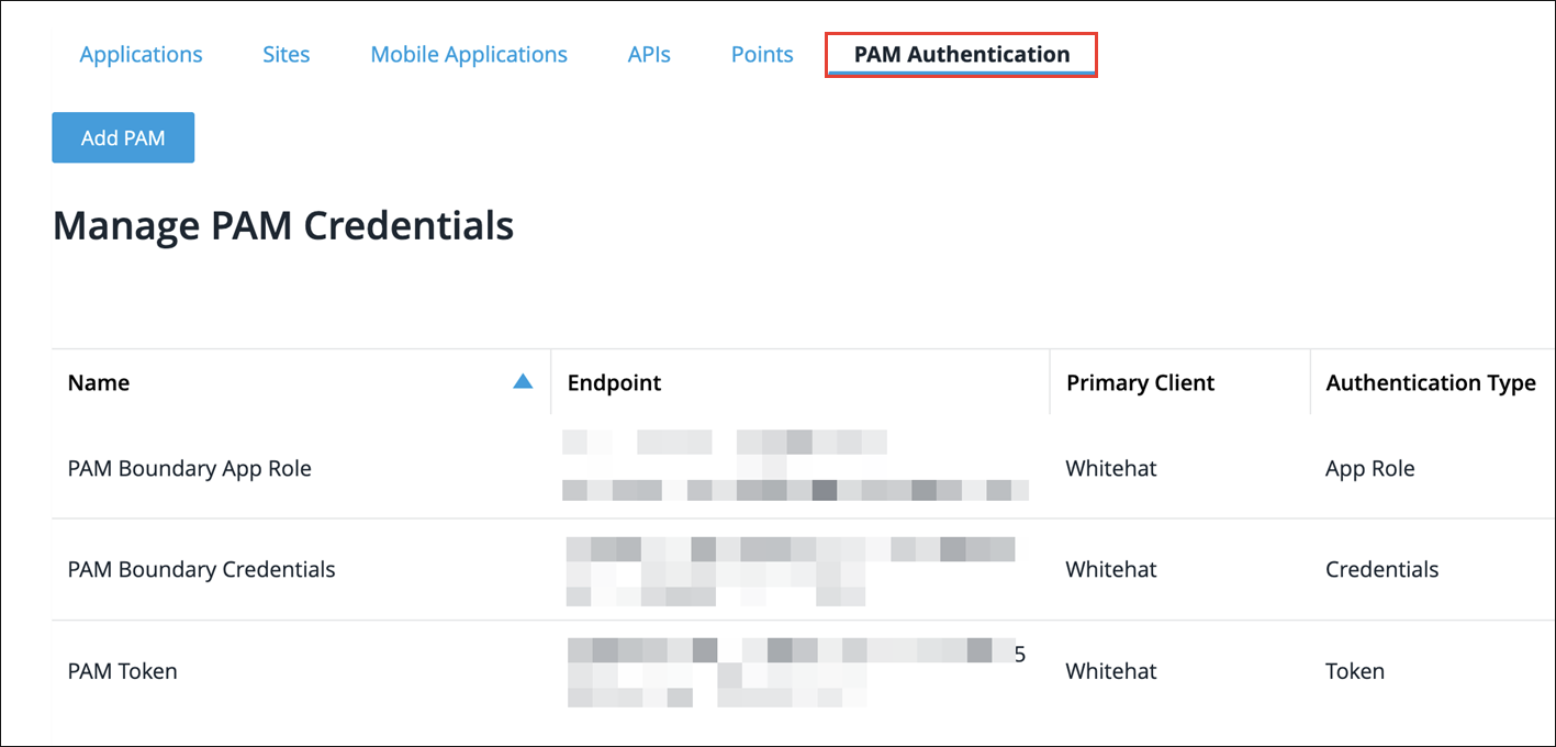 manage pam credentials tab border