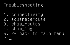 troubleshooting connectivity menu