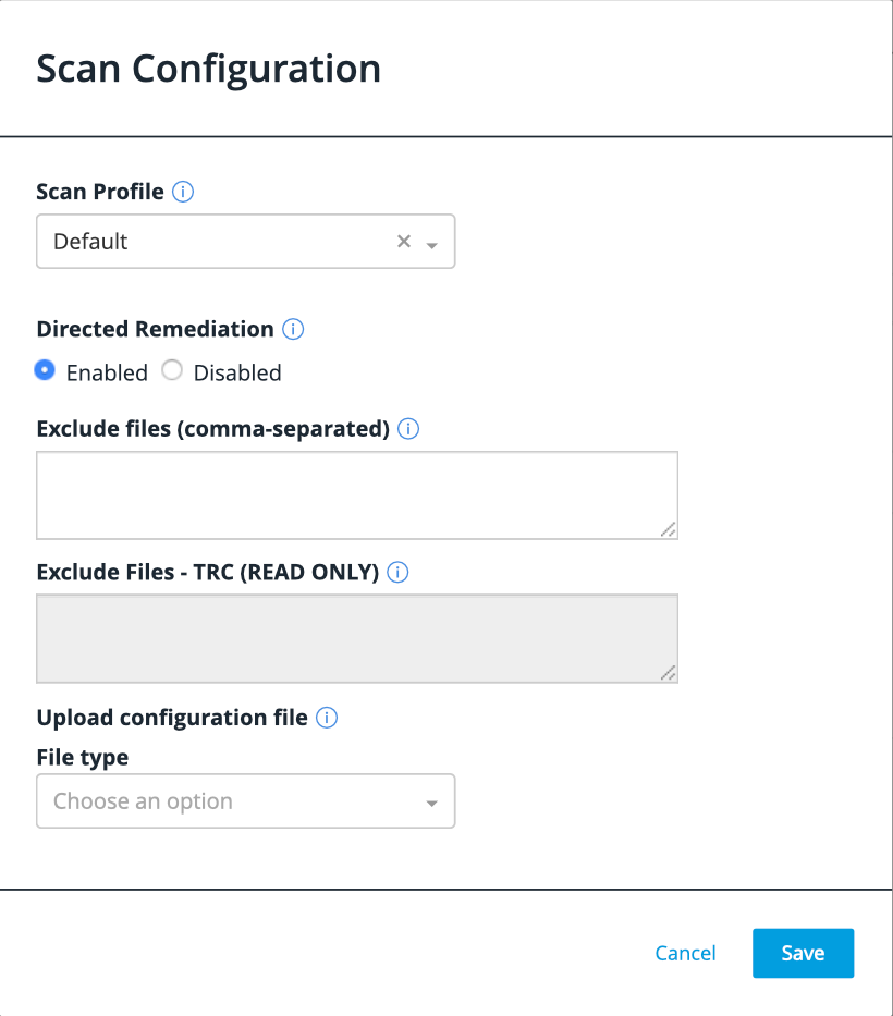 asset application scan configuration