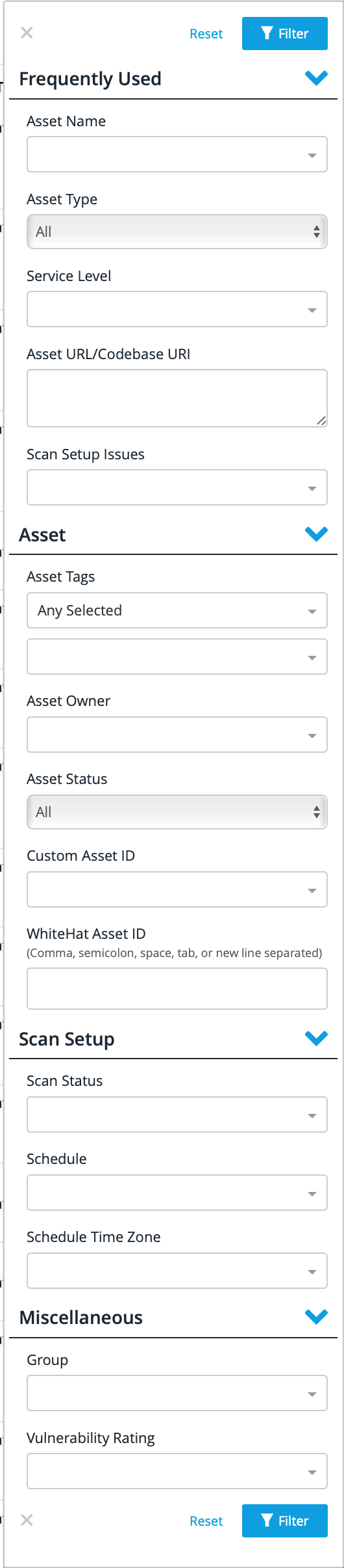 asset management filter