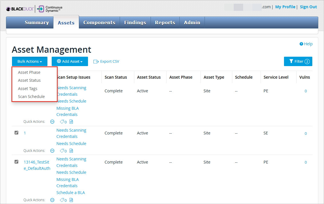 bulk actions bd