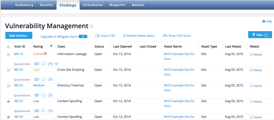 customize specific vuln