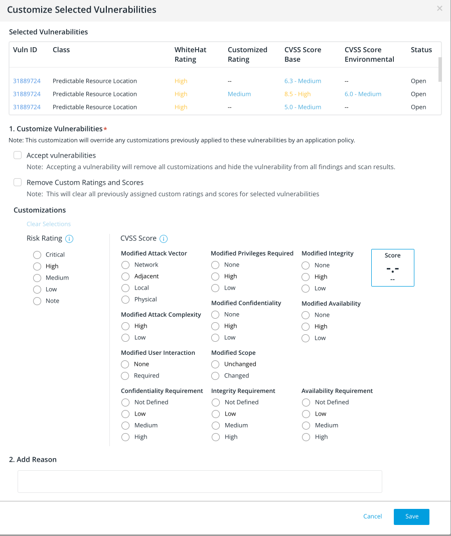 customize specific vulnerabilities