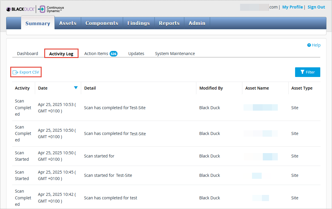 new activity log bd