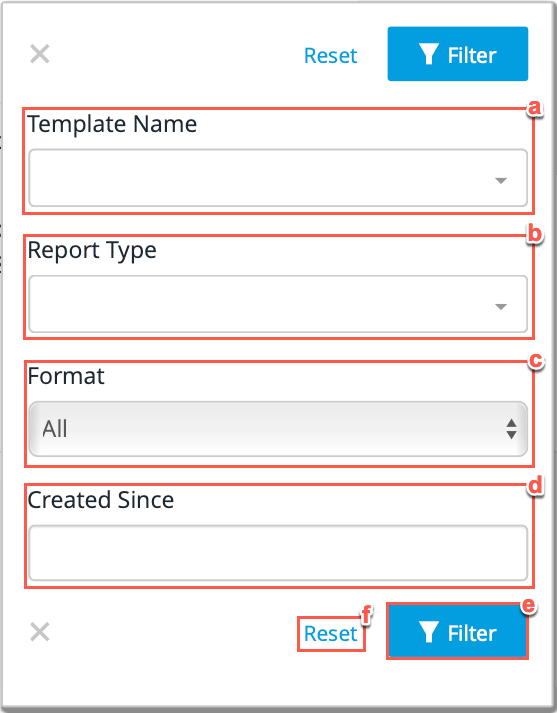 report template filter