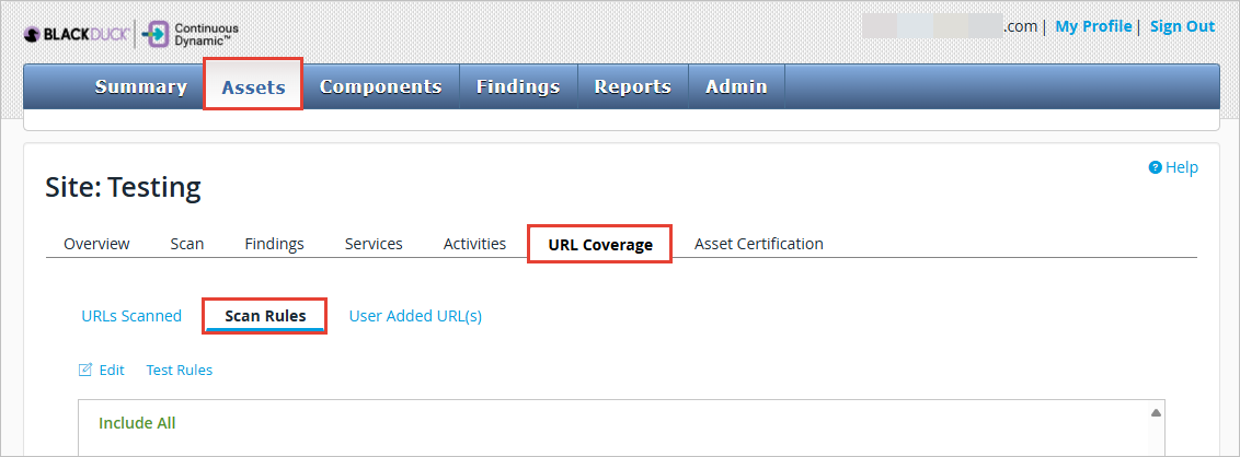 url coverage scan rules 1 bd